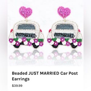 Beaded JUST MARRIED earrings